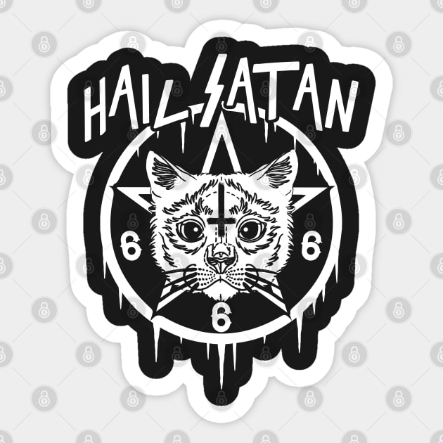 HAIL SATAN - EVIL CAT - FUNNY CAT - EVIL KITTEN Sticker by Tshirt Samurai